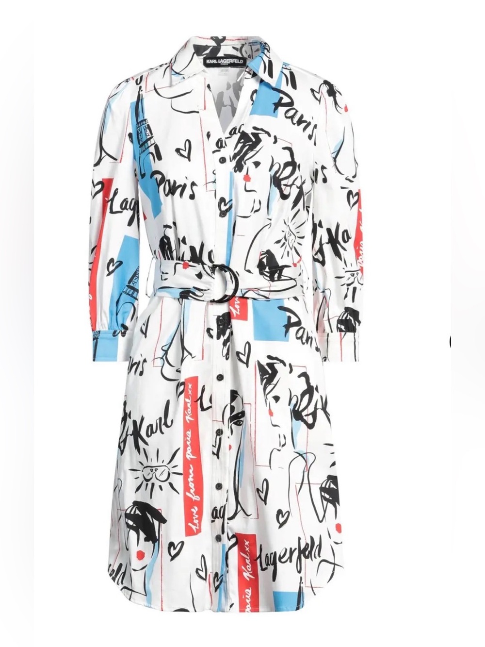 Karl Lagerfeld women’s Mini Shirt Dress Abstract Print EUC 2